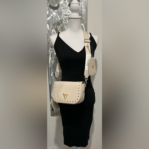 NWT Valentino Orlandi Taupe Studded Crossbody Bag - Picture 2 of 12